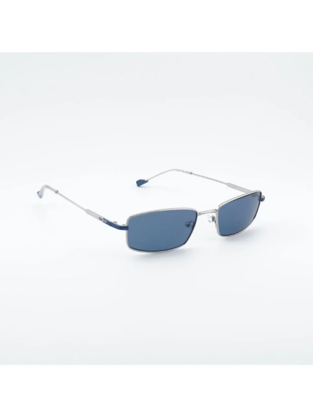 DKNY DK119S 040 Sunglasses Silver Rectangle Frame, Blue Lenses